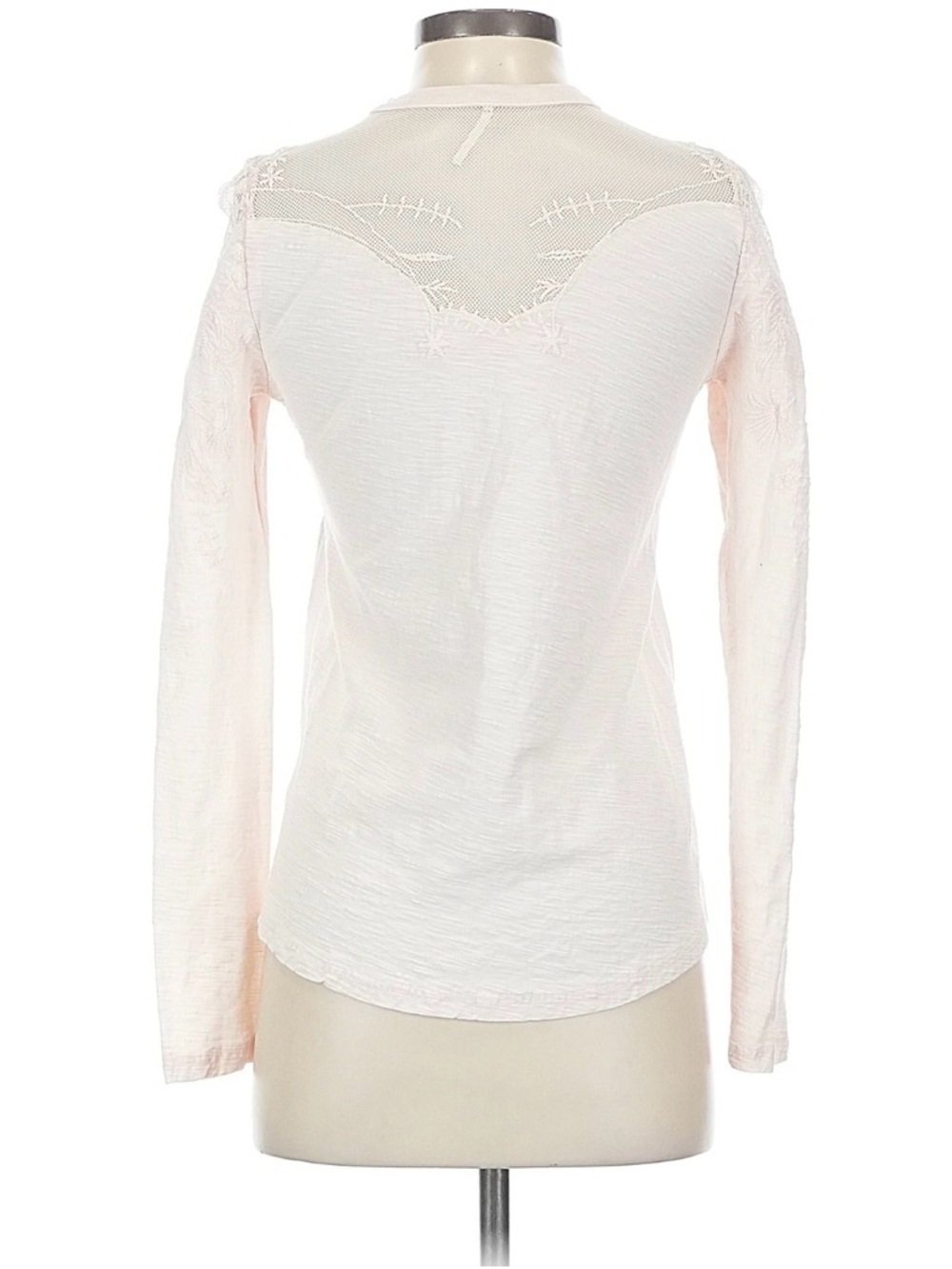 Free People Blush Lace-Inset Long Sleeve Tee - Picture 4 of 7